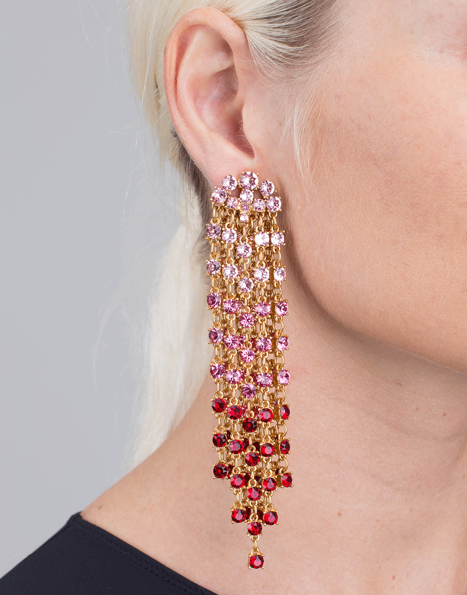 OSCAR DE LA RENTA-Crystal Cascade Earrings-ROSE