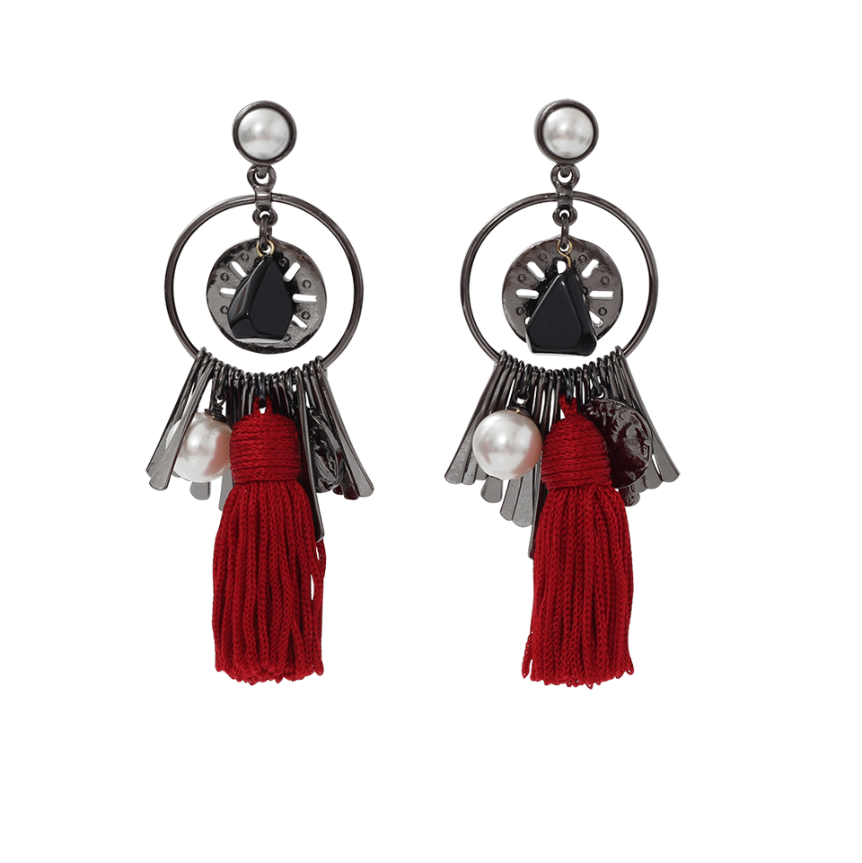 OSCAR DE LA RENTA-Tassel Charm Earrings-RUBY