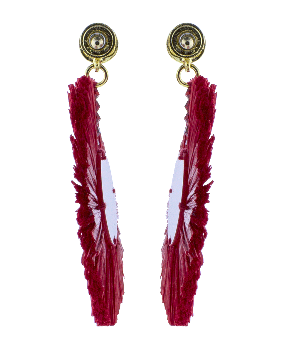 OSCAR DE LA RENTA-Small Raffia Disk Earrings-SCARLET
