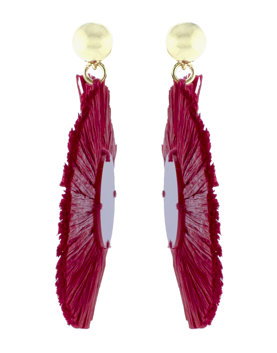 OSCAR DE LA RENTA-Small Raffia Disk Earrings-SCARLET