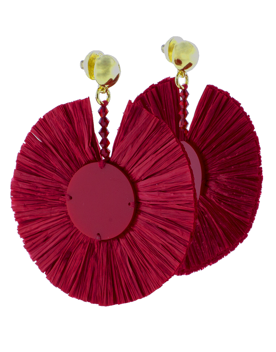 OSCAR DE LA RENTA-Small Raffia Disk Earrings-SCARLET