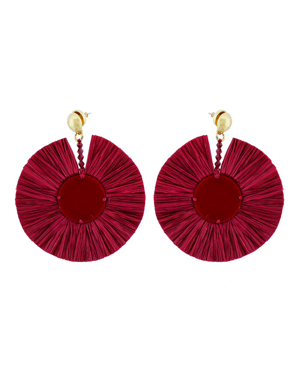 OSCAR DE LA RENTA-Small Raffia Disk Earrings-SCARLET