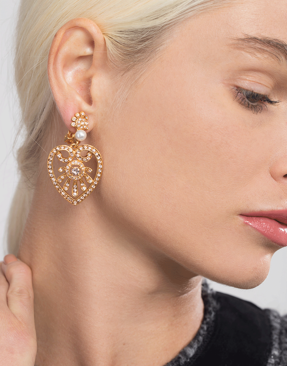 OSCAR DE LA RENTA-Heart Drop Earrings-SILK