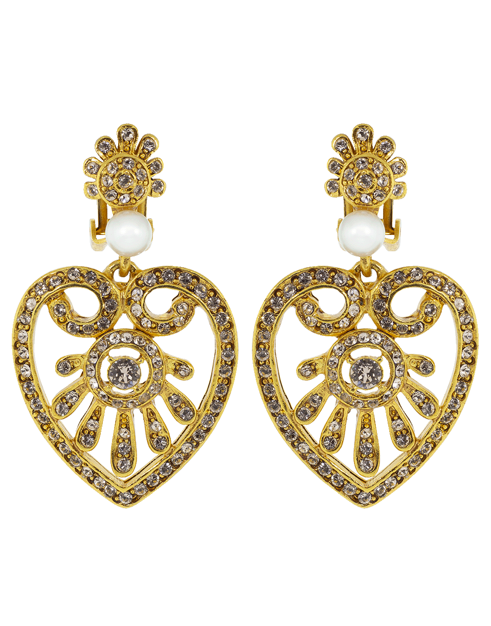 OSCAR DE LA RENTA-Heart Drop Earrings-SILK