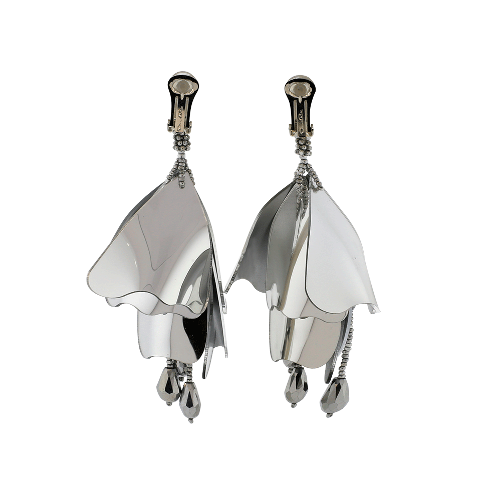 OSCAR DE LA RENTA-Impatiens Flower Earrings-SILVER