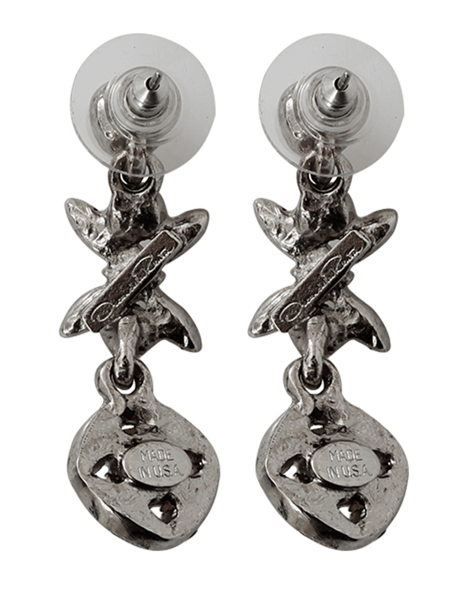 OSCAR DE LA RENTA-Lattice Pearl Drop Earrings-SILVER