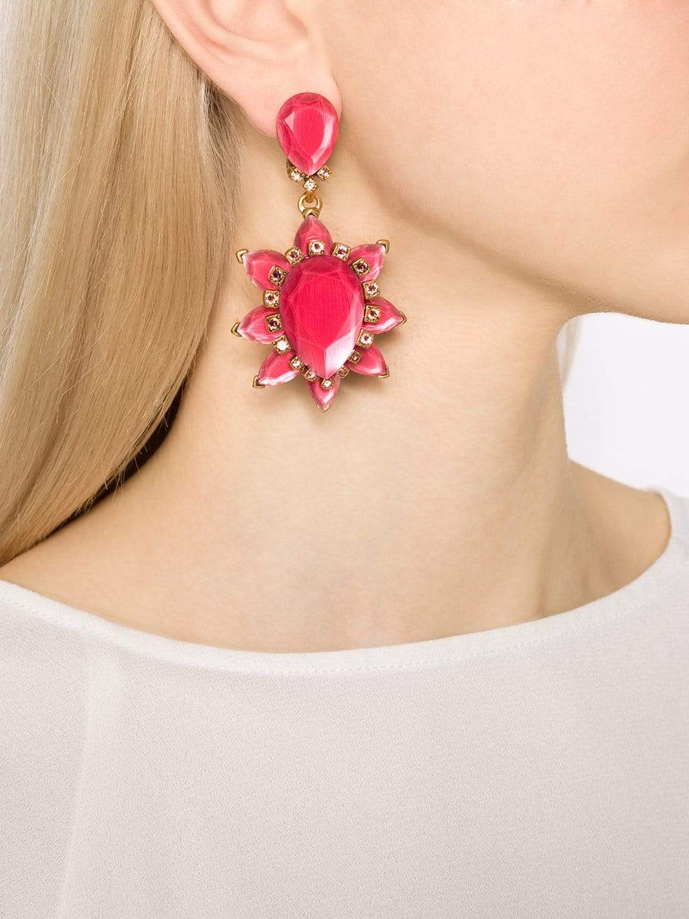 OSCAR DE LA RENTA-Bold Pear Shape Jewel Earrings-SORBET