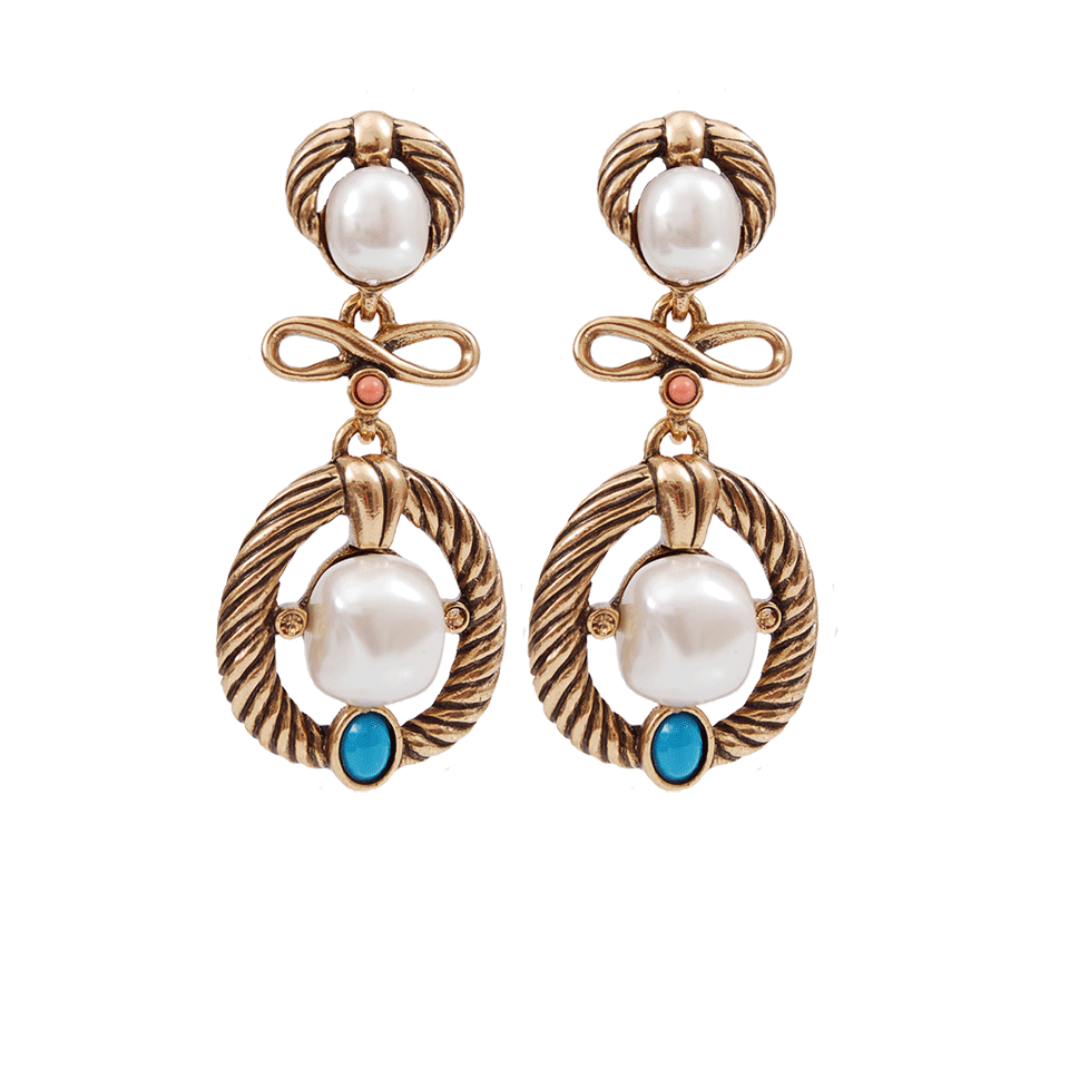 OSCAR DE LA RENTA-Russian Gold Pearl Earrings-TURQ