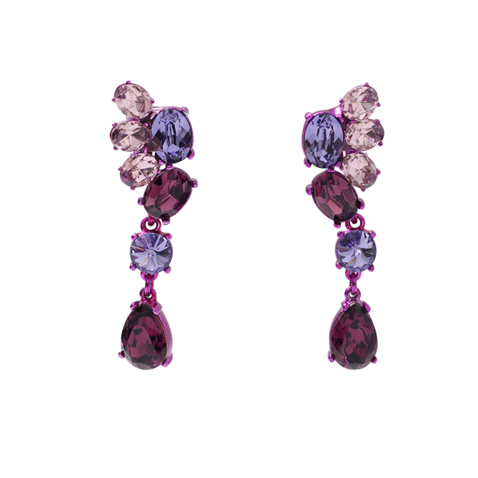 OSCAR DE LA RENTA-Asymmetrical Crystal Clip Earrings-VIOLET