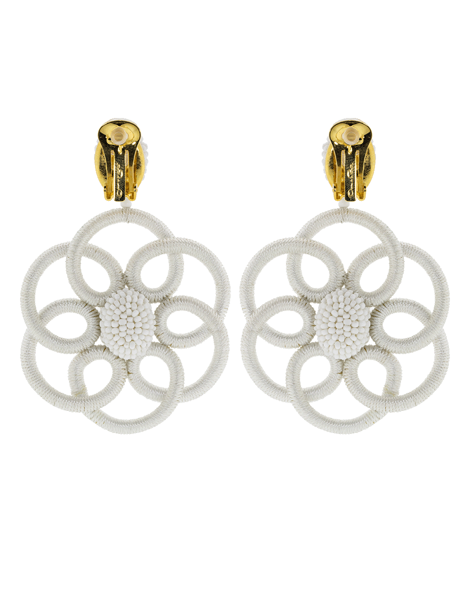 OSCAR DE LA RENTA-Abstract Silk Flower Clip Earrings-WHITE