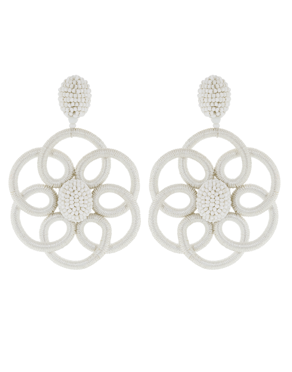 OSCAR DE LA RENTA-Abstract Silk Flower Clip Earrings-WHITE