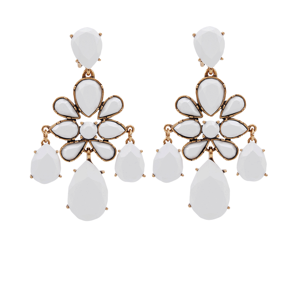 OSCAR DE LA RENTA-Faceted Chandelier Earrings-WHITE