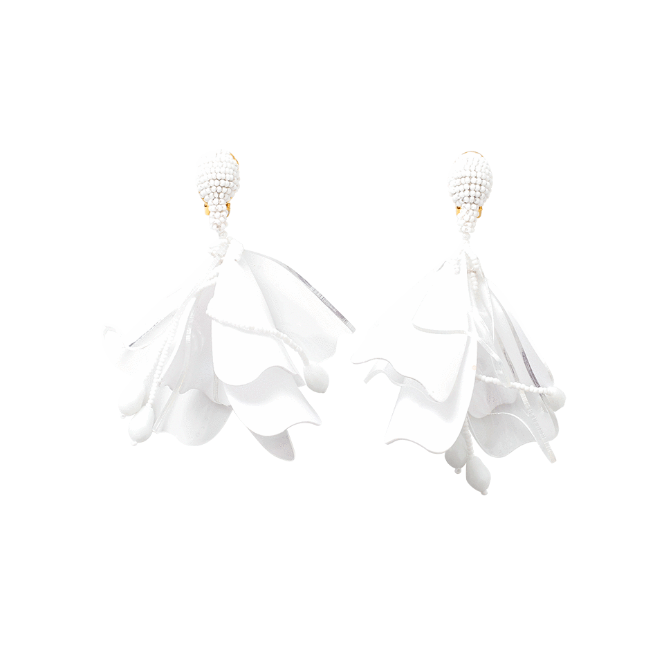 OSCAR DE LA RENTA-Impatient Flower Earrings-WHITE