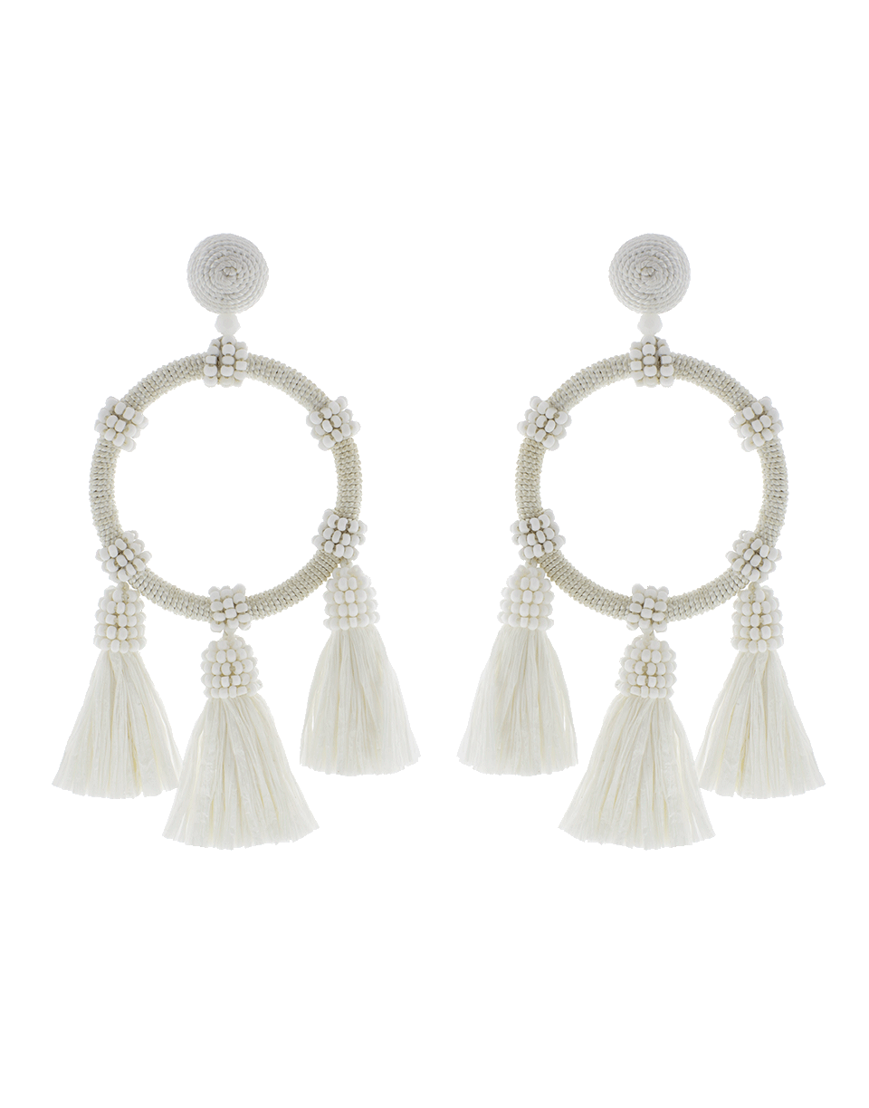 OSCAR DE LA RENTA-Raffia Hoop Earrings-WHITE