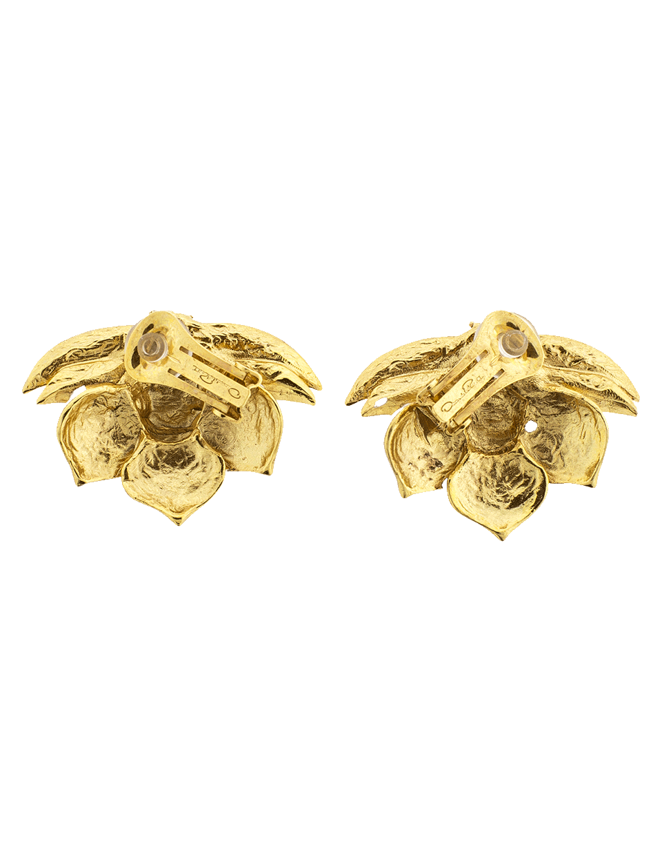 OSCAR DE LA RENTA-Painted Bold Petal Earrings-WHT/IVRY