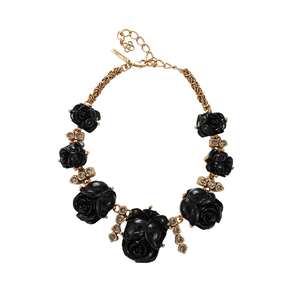OSCAR DE LA RENTA-Resin Rose Necklace-BLACK