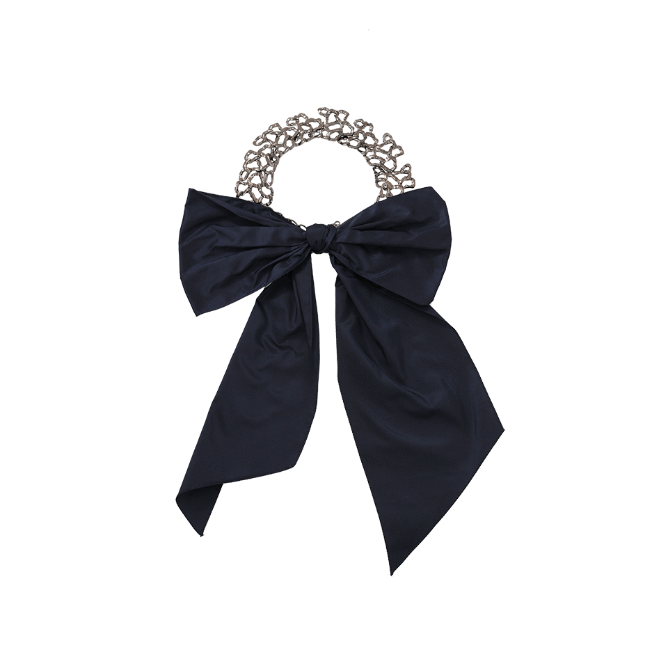 OSCAR DE LA RENTA-Taffeta Bow With Textured Link Choker-MID/GUN
