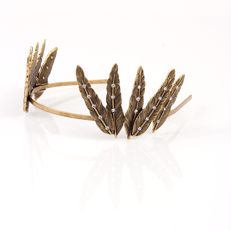 OSCAR DE LA RENTA-Feather Tiara-RUSS GLD