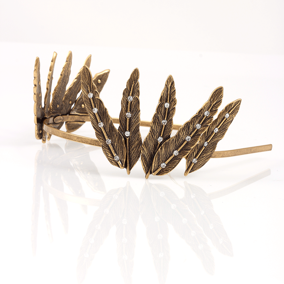 OSCAR DE LA RENTA-Feather Tiara-RUSS GLD