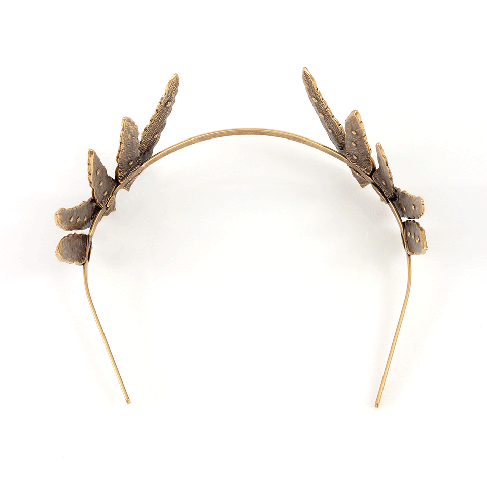 OSCAR DE LA RENTA-Feather Tiara-RUSS GLD