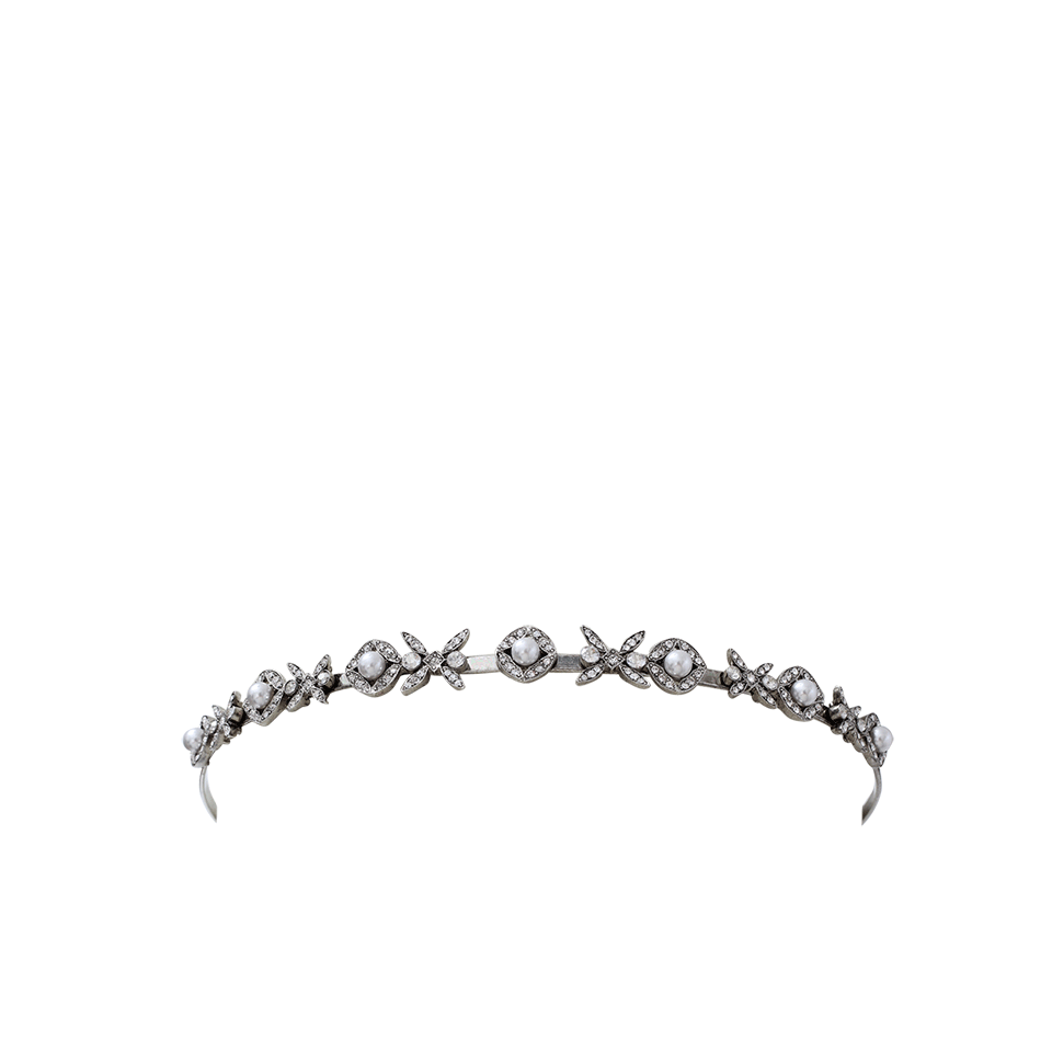OSCAR DE LA RENTA-Lattice Pearl Headband-SILVER