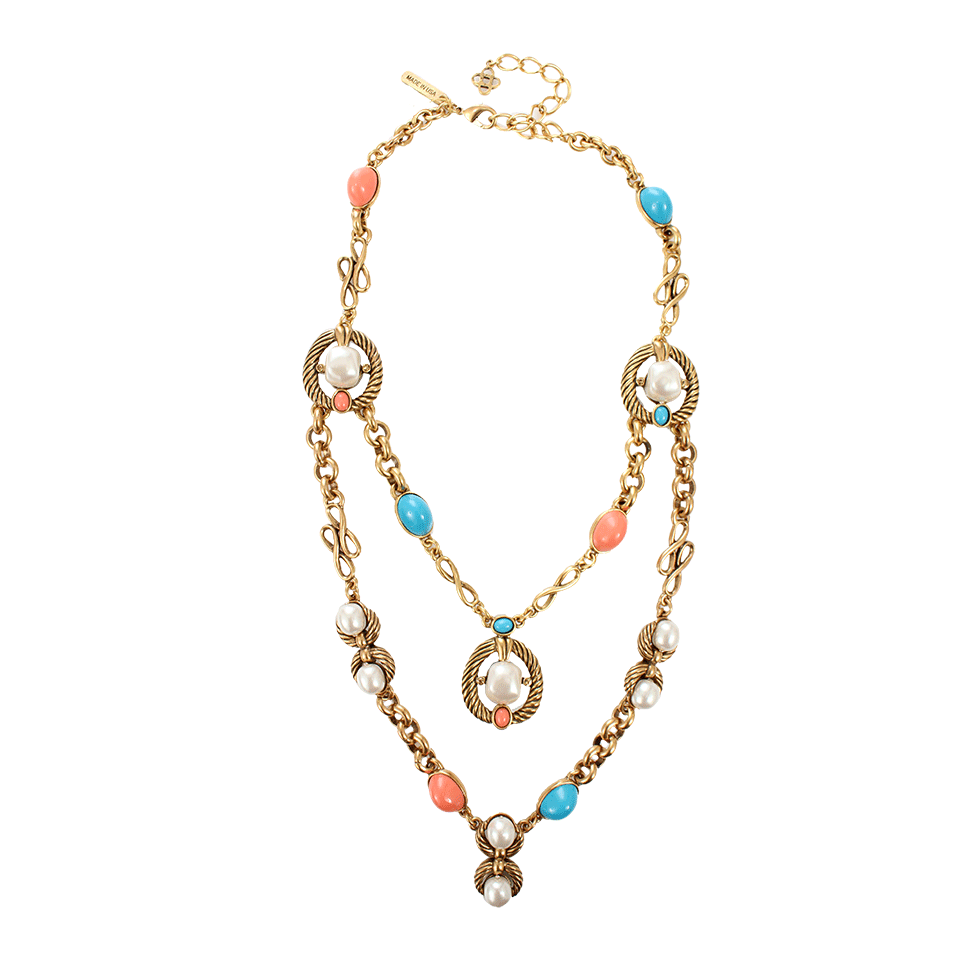 OSCAR DE LA RENTA-Russian Gold Pearl Necklace-TURQ/CRL