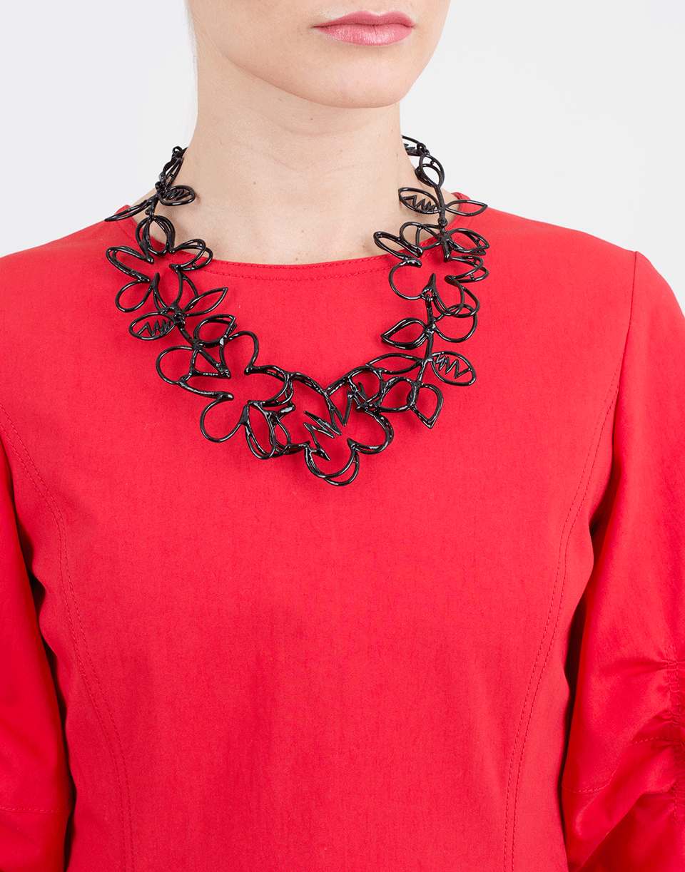 OSCAR DE LA RENTA-Botanical Scribble Necklace-BLACK