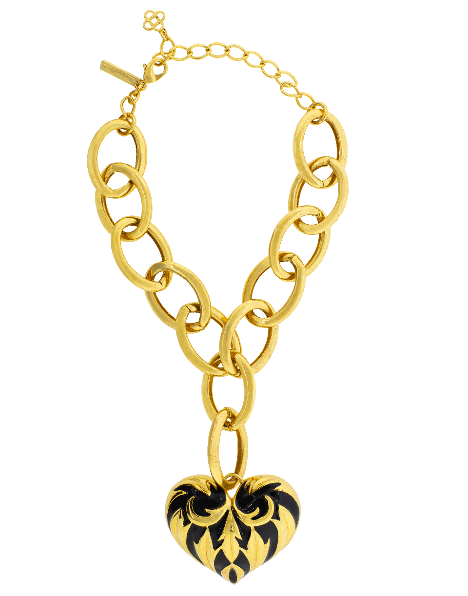 OSCAR DE LA RENTA-Painted Heart Necklace-BLACK