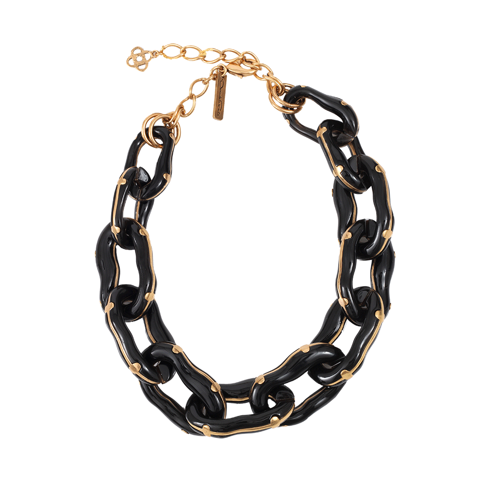 OSCAR DE LA RENTA-Resin Link Necklace-BLACK