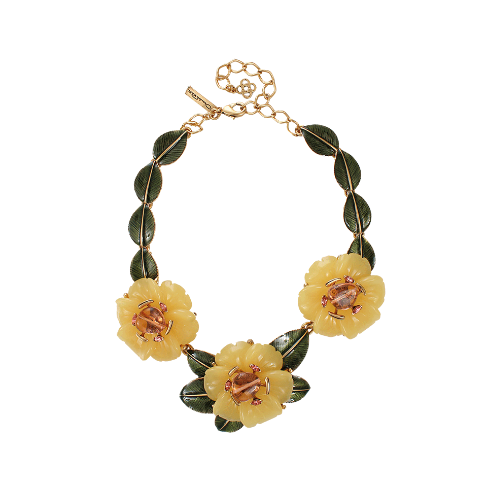 OSCAR DE LA RENTA-Resin Flower Necklace-