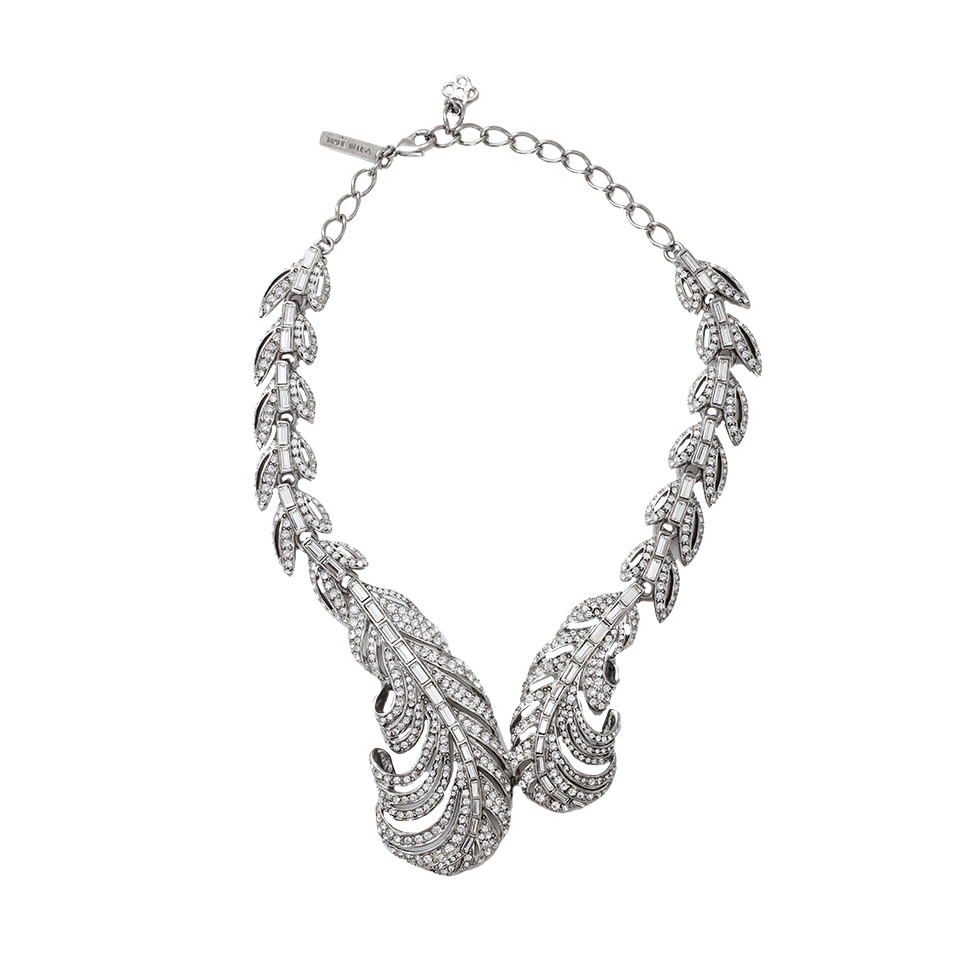 OSCAR DE LA RENTA-Swarovski Crystal Feather Necklace-CRY/SLVR