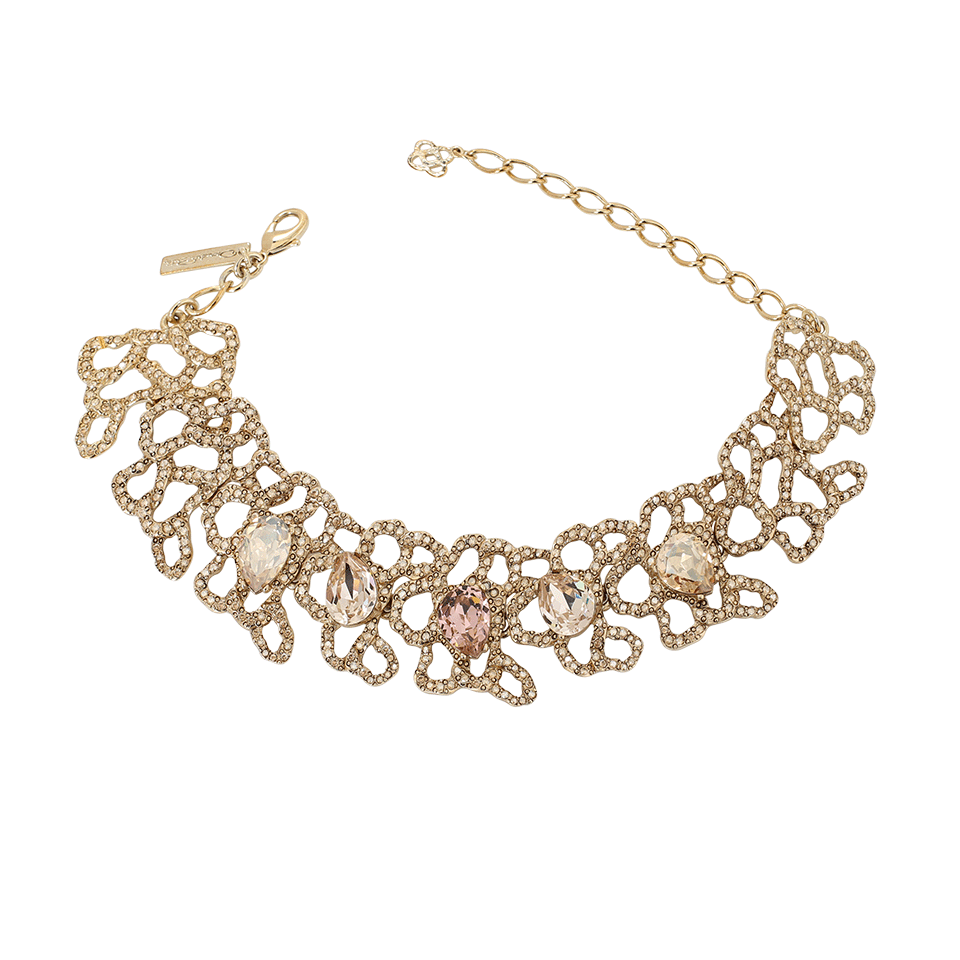OSCAR DE LA RENTA-Pave Chain Link Choker-GOLD