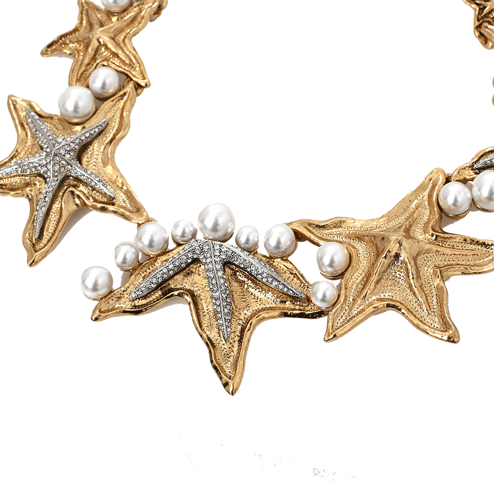 OSCAR DE LA RENTA-Pave Sea Star Necklace-LGHTGOLD