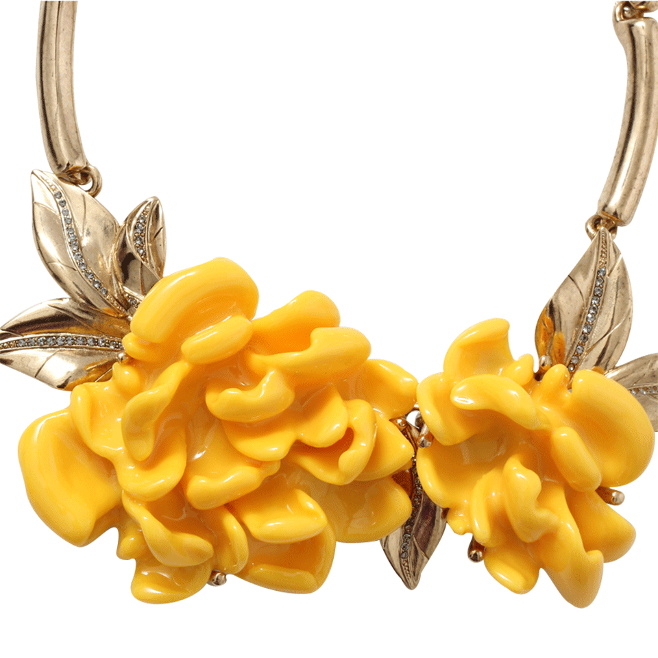 OSCAR DE LA RENTA-Resin Flower Necklace-MARIGOLD