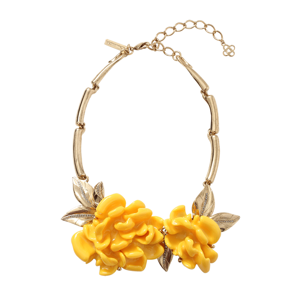 OSCAR DE LA RENTA-Resin Flower Necklace-MARIGOLD