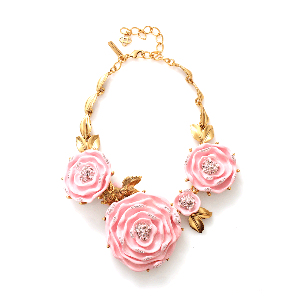 OSCAR DE LA RENTA-Three Rose Necklace-PETAL
