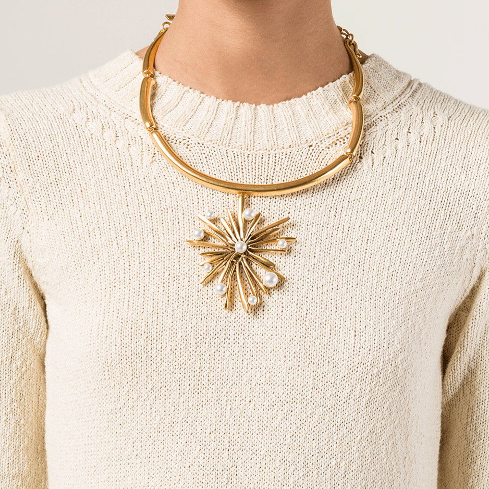 OSCAR DE LA RENTA-Starburst Necklace-PRL/GLD