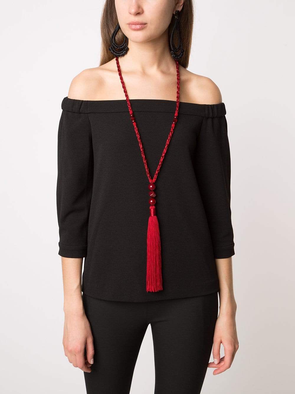OSCAR DE LA RENTA-Tassel Charm Necklace-RUBY
