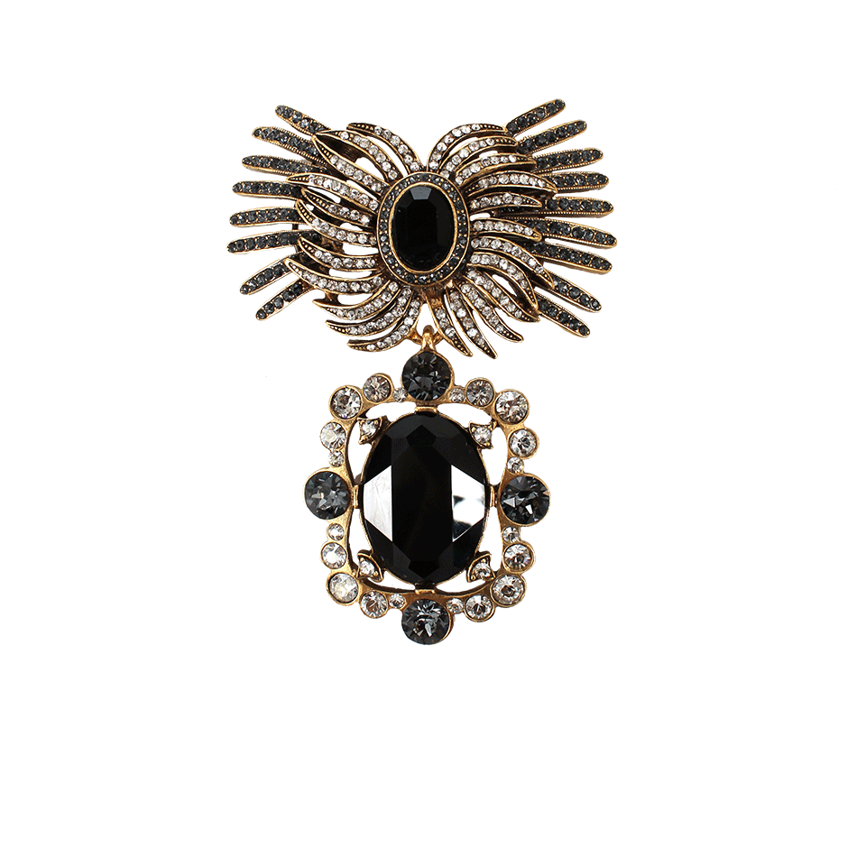 OSCAR DE LA RENTA-Pear Cut Crystal Brooch-BLACK