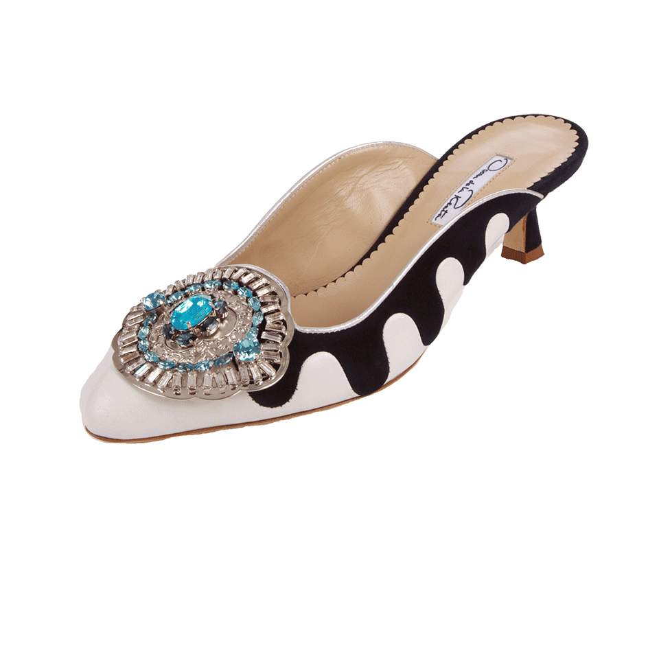 OSCAR DE LA RENTA-Jeweled Toe Lorena Kitten Mule-