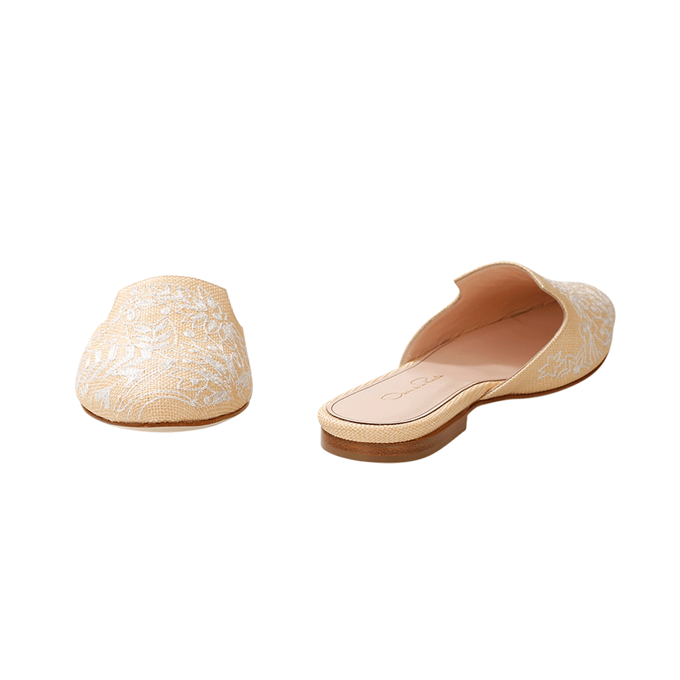 OSCAR DE LA RENTA-Patrizia Raffia Embroidered Slide-