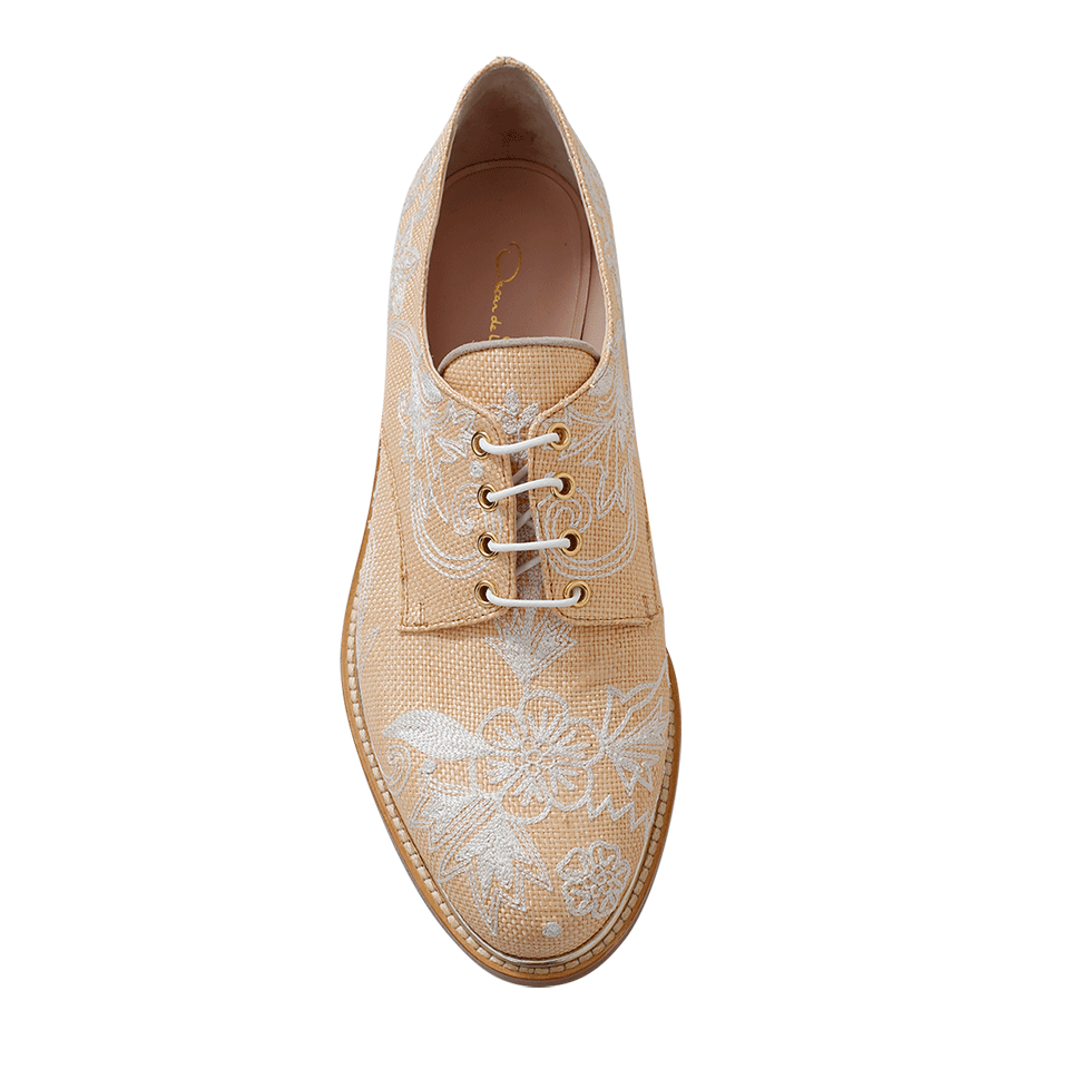 OSCAR DE LA RENTA-Tilda Embroidered Lace Up Shoes-
