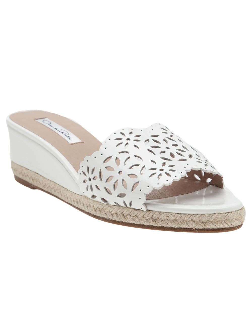 OSCAR DE LA RENTA-Eyelet Trim Wedge-