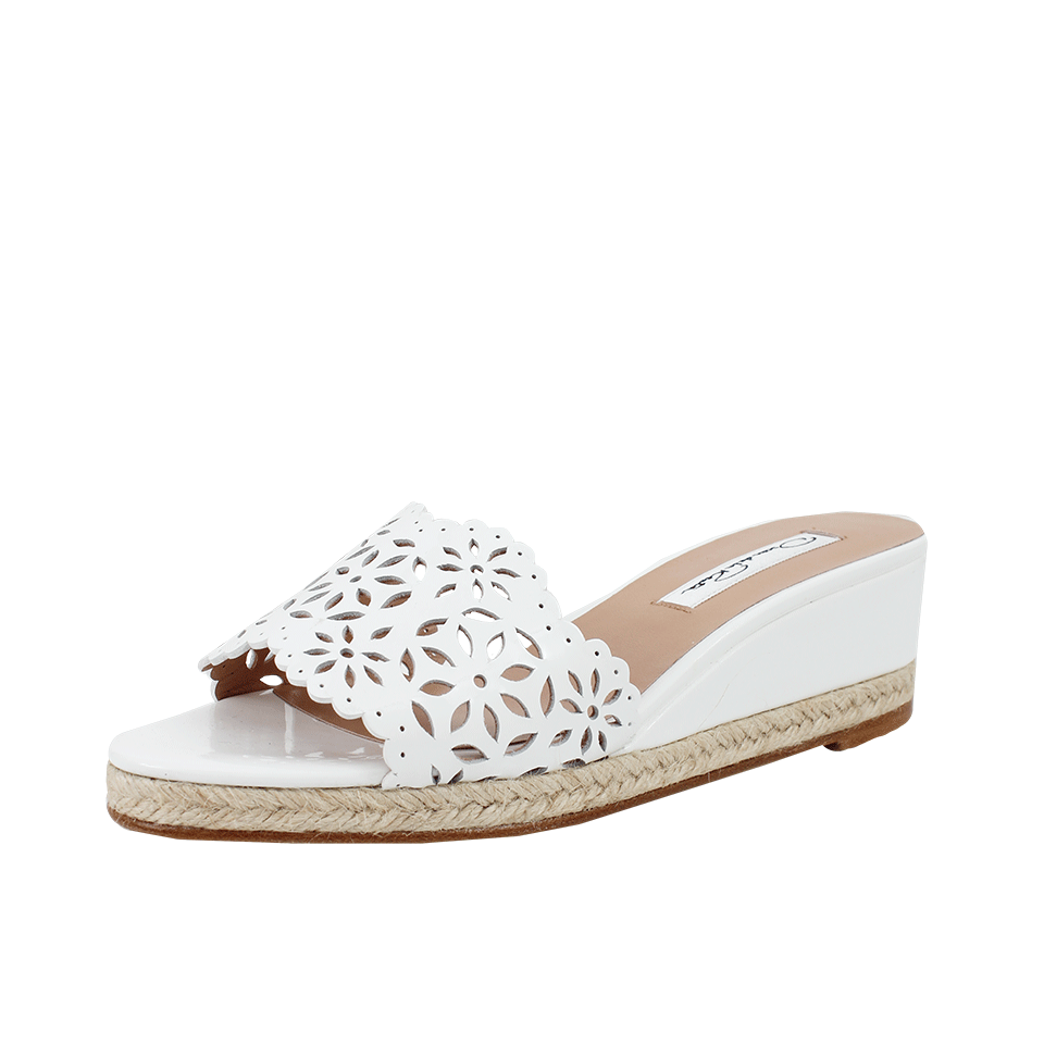 OSCAR DE LA RENTA-Eyelet Trim Wedge-