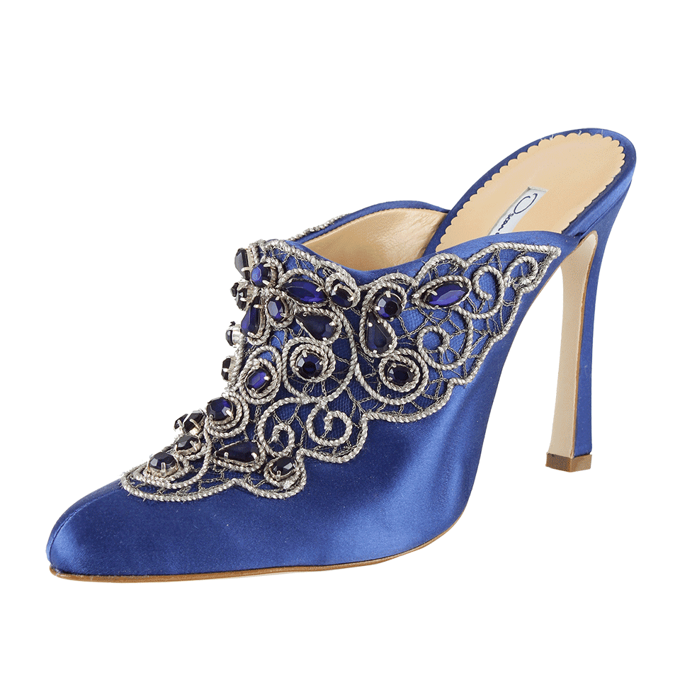 OSCAR DE LA RENTA-Embellished Pointed Toe Mule-