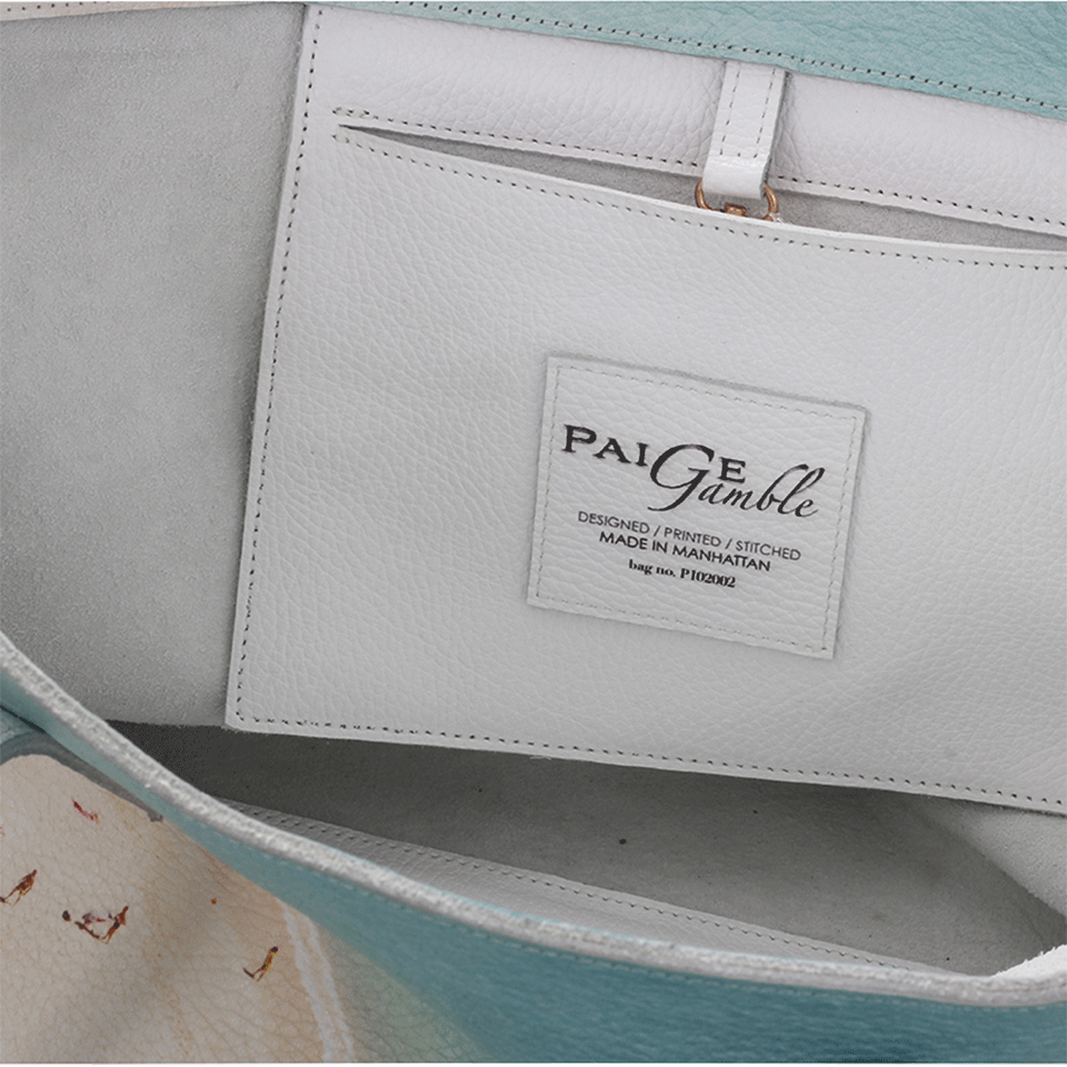 PAIGE GAMBLE-Beach Print Leather Tote-BEACH