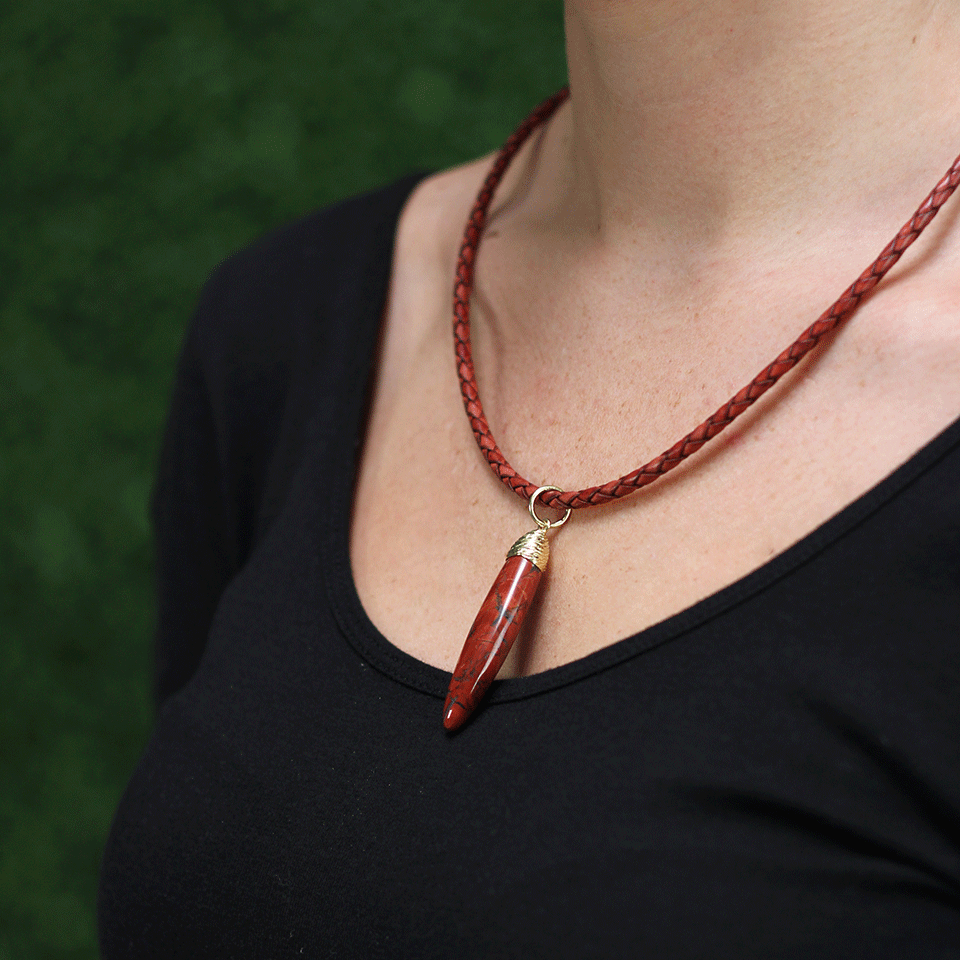 PAMELA HUIZENGA-Brazilian Agate Pendant-YELLOW GOLD