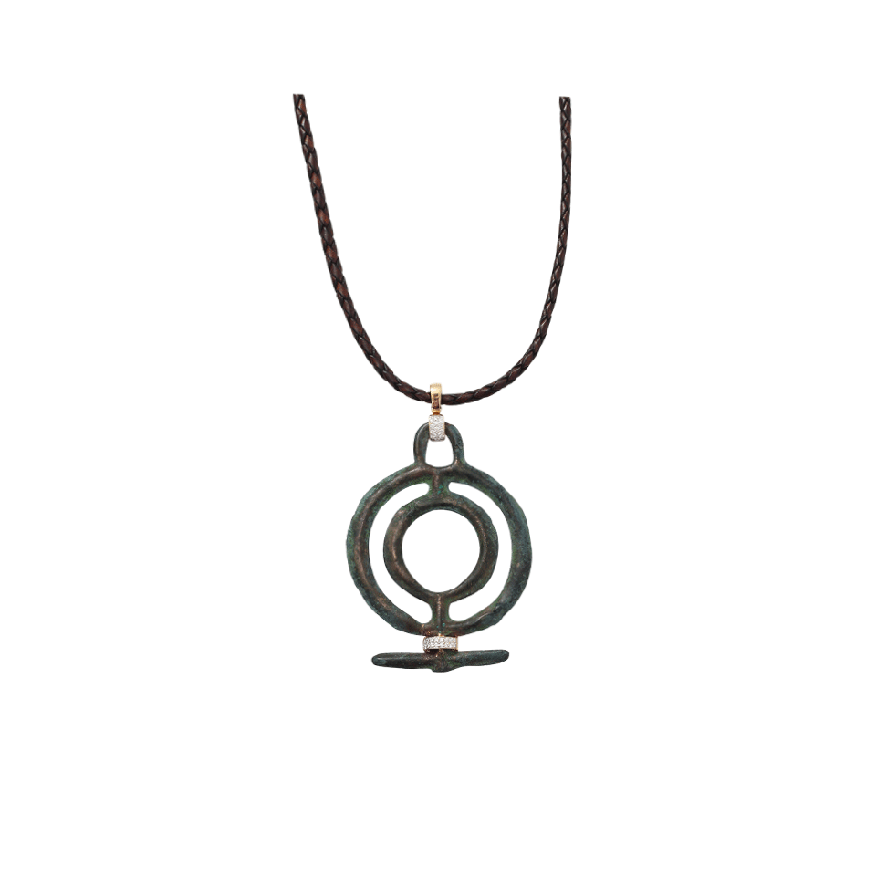 PAMELA HUIZENGA-Bronze Age Wheel Necklace-YELLOW GOLD