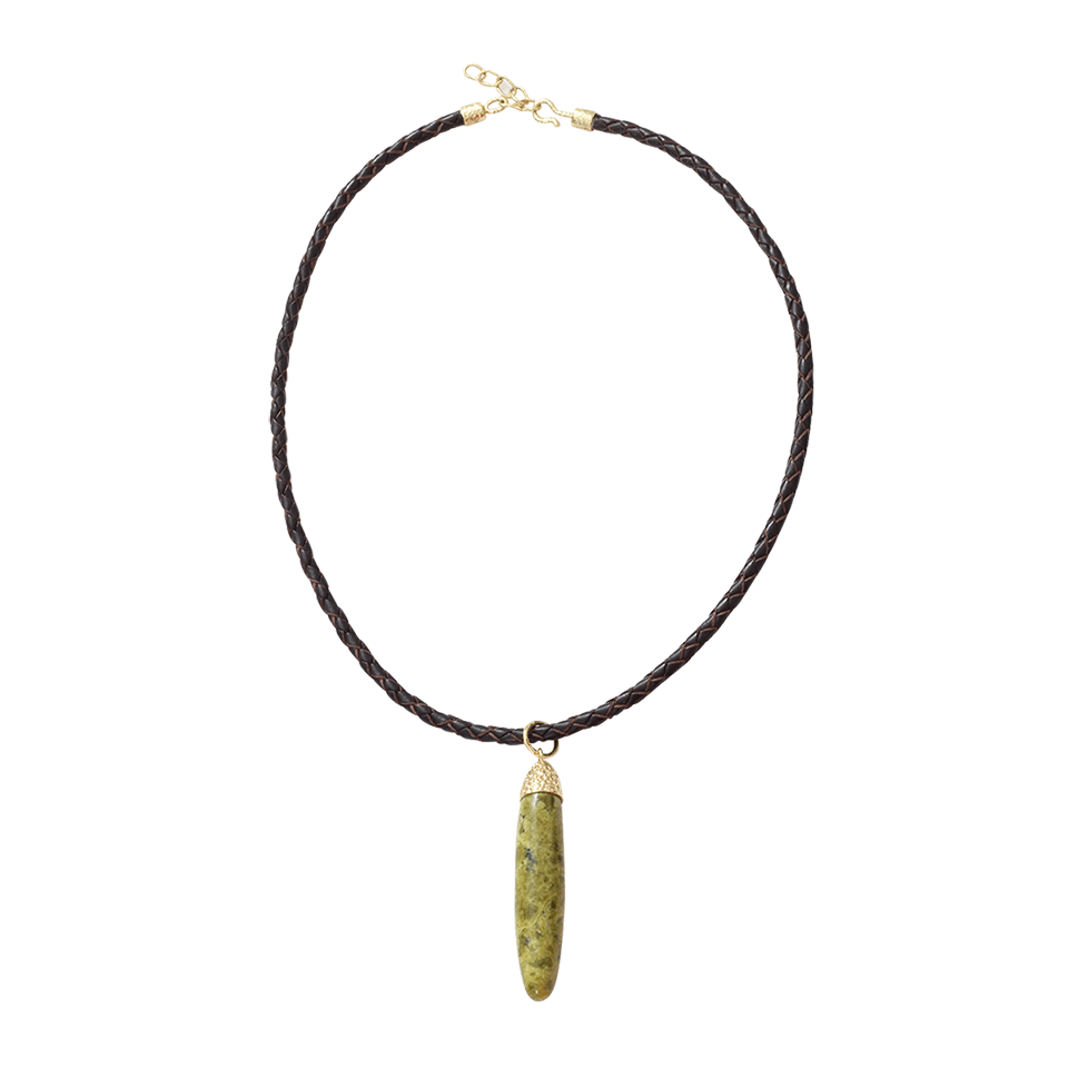 PAMELA HUIZENGA-Green Apple Serpentine Pendant-YELLOW GOLD