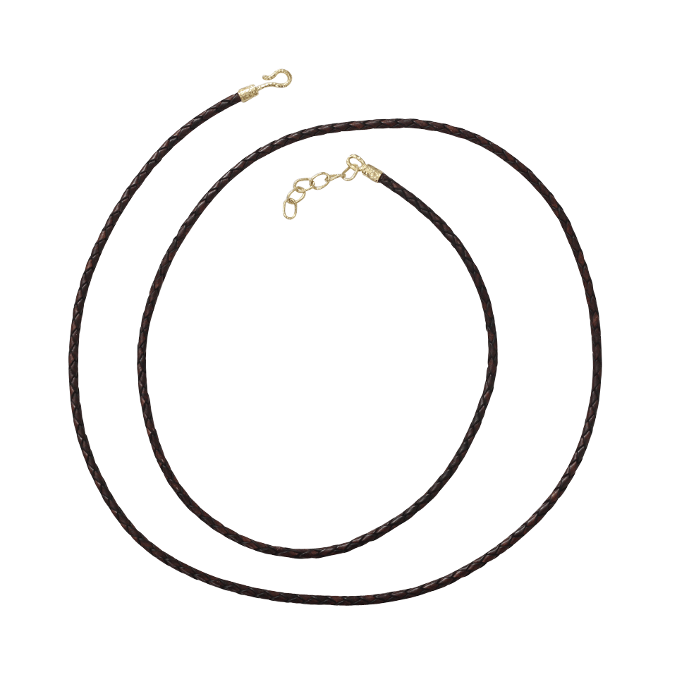 PAMELA HUIZENGA-Long Leather Necklace-YELLOW GOLD